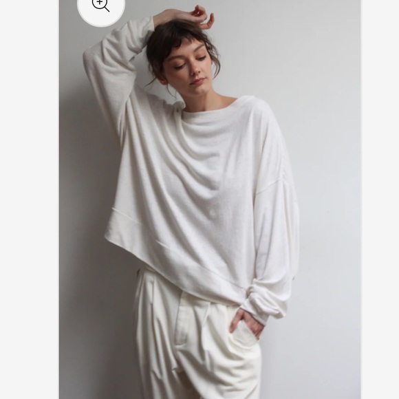 Na Nin Margot Cotton Cropped Sweatshirt Long Sleeve Tee One Size - Picture 12 of 13